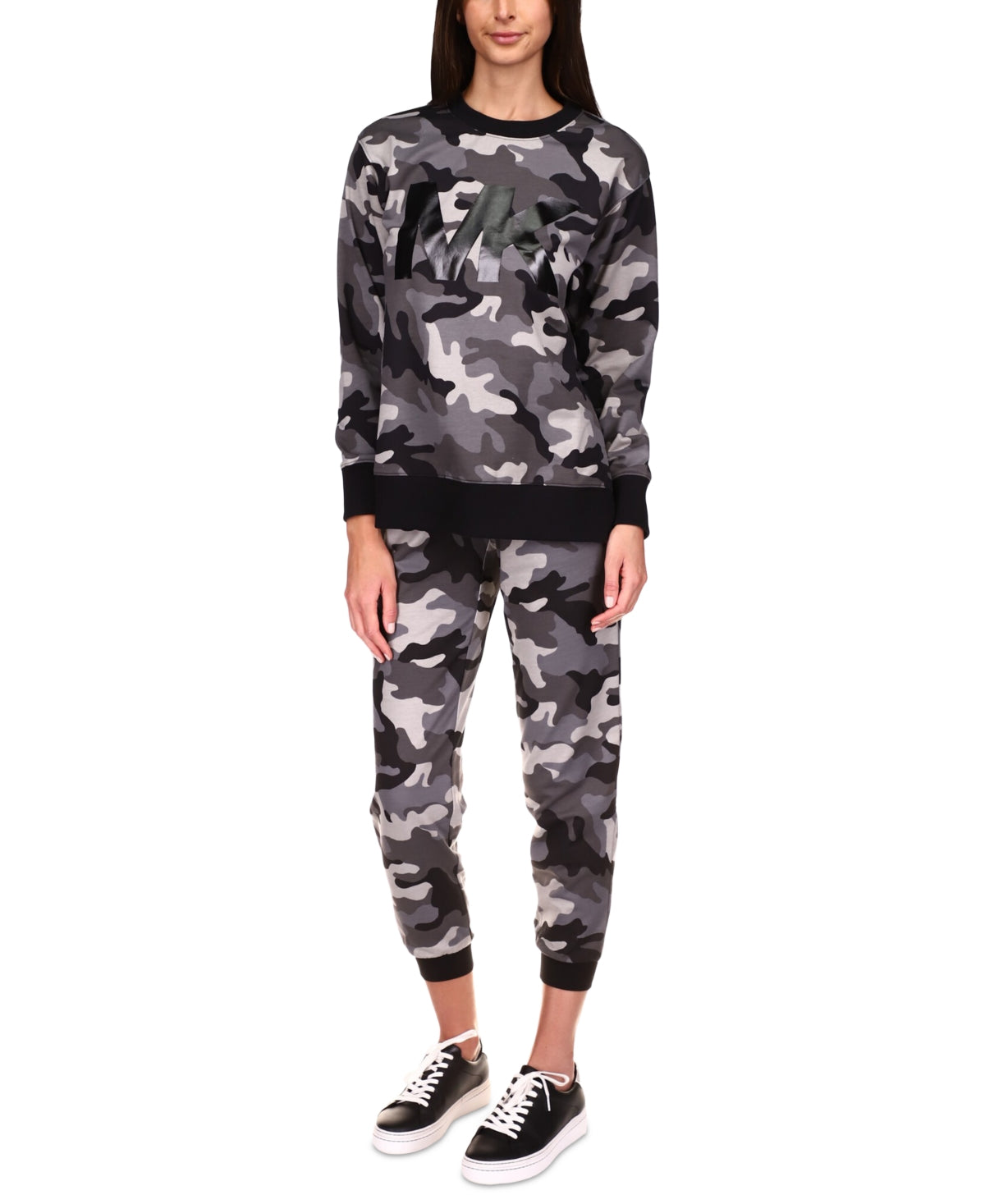 Michael Kors Women's Exclusive Camo Print Pants Gray Size Large