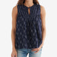 Lucky Brand Women's Cotton Printed Tie Neck Top Blazer Blue Size X-Small