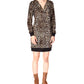 Michael Kors Women's Cheetah Print Velour Dress Brown Size Medium