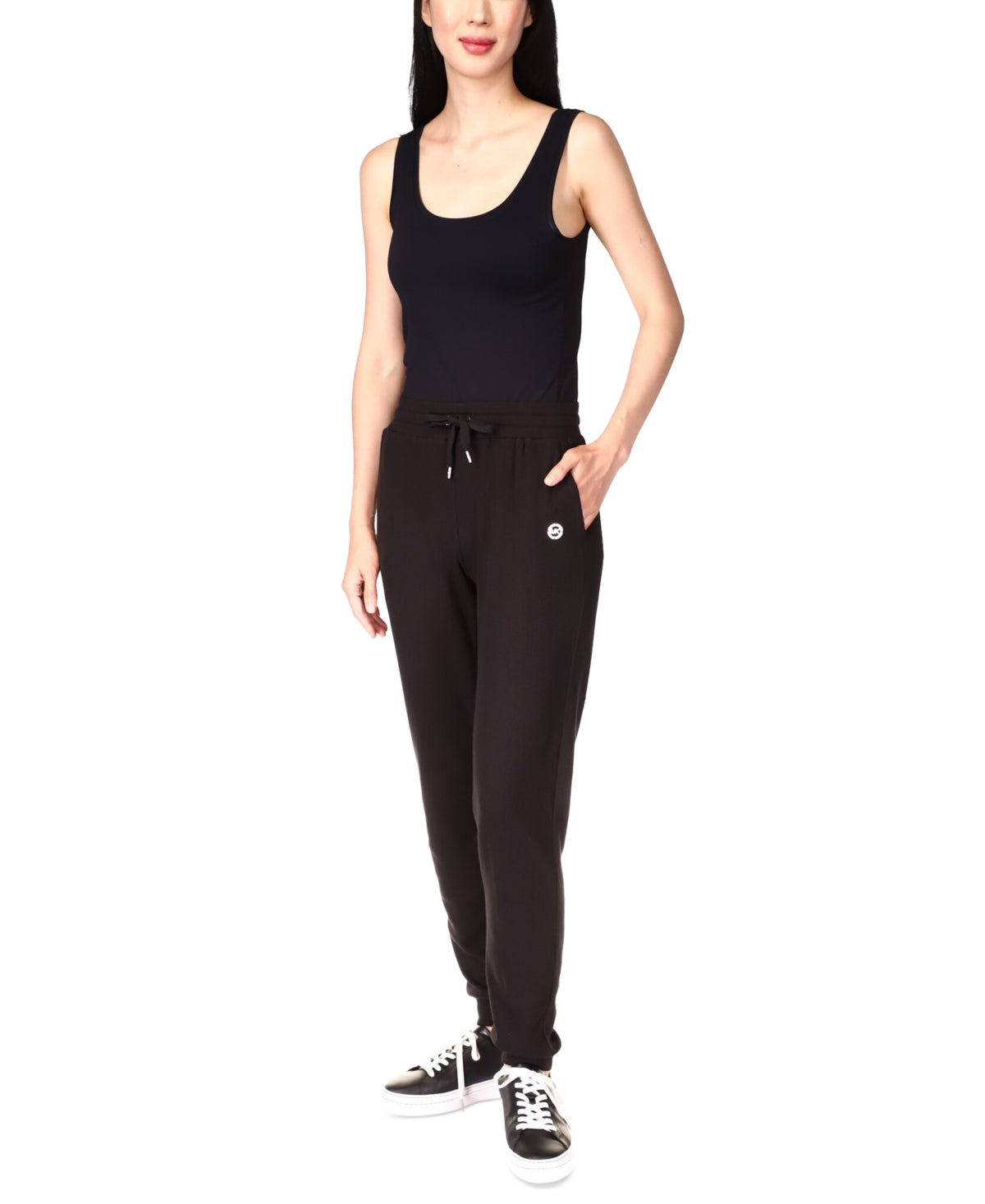 Michael Kors Women's Waffle Knit Drawstring Jogger Pants Black Size Petite X-Small