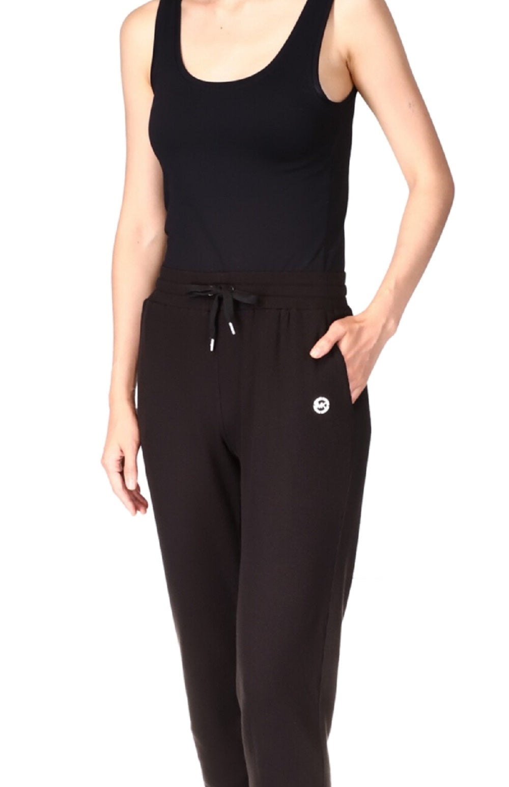 Michael Kors Women's Waffle Knit Drawstring Jogger Pants Black Size Petite X-Small