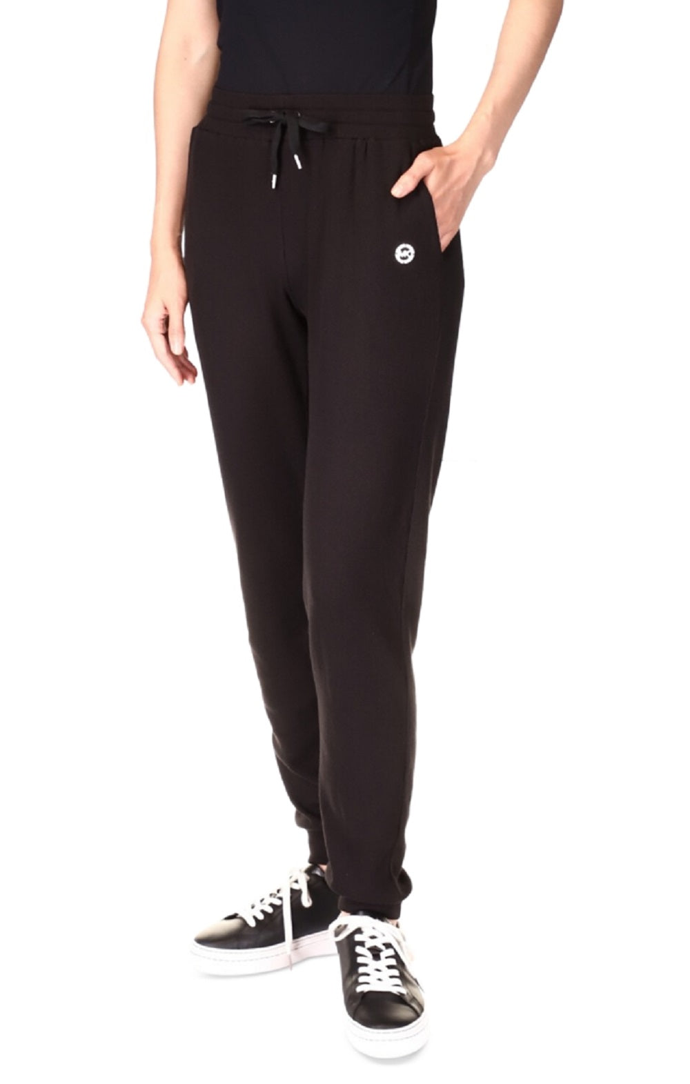 Michael Kors Women's Waffle Knit Drawstring Jogger Pants Black Size Petite X-Small