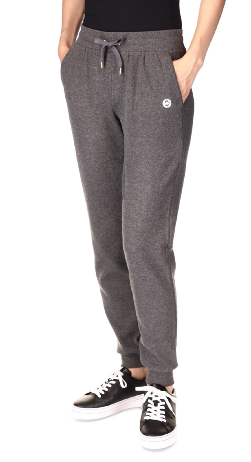 Michael Kors Women's Waffle Knit Drawstring Jogger Pants Gray Size Petite X-Large