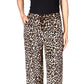 Michael Kors Women's Cheetah Print Straight Leg Pants Brown Size Petite X-Small