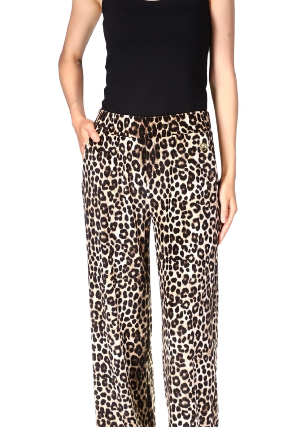Michael Kors Women's Cheetah Print Straight Leg Pants Brown Size Petite X-Small