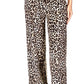 Michael Kors Women's Cheetah Print Straight Leg Pants Brown Size Petite X-Small