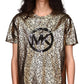 Michael Kors Women's Scatter Foil Logo T-Shirt Black Size Petite Small