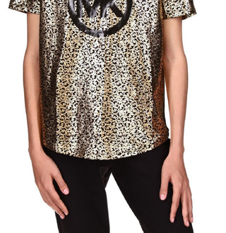 Michael Kors Women's Scatter Foil Logo T-Shirt Black Size Petite Small