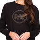 Michael Kors Women's Rhinestone Long Sleeve Top Black Size Petite Large