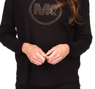 Michael Kors Women's Rhinestone Long Sleeve Top Black Size Petite Large