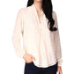 Michael Kors Women's Foil Print Pleated Blouse White Size Medium