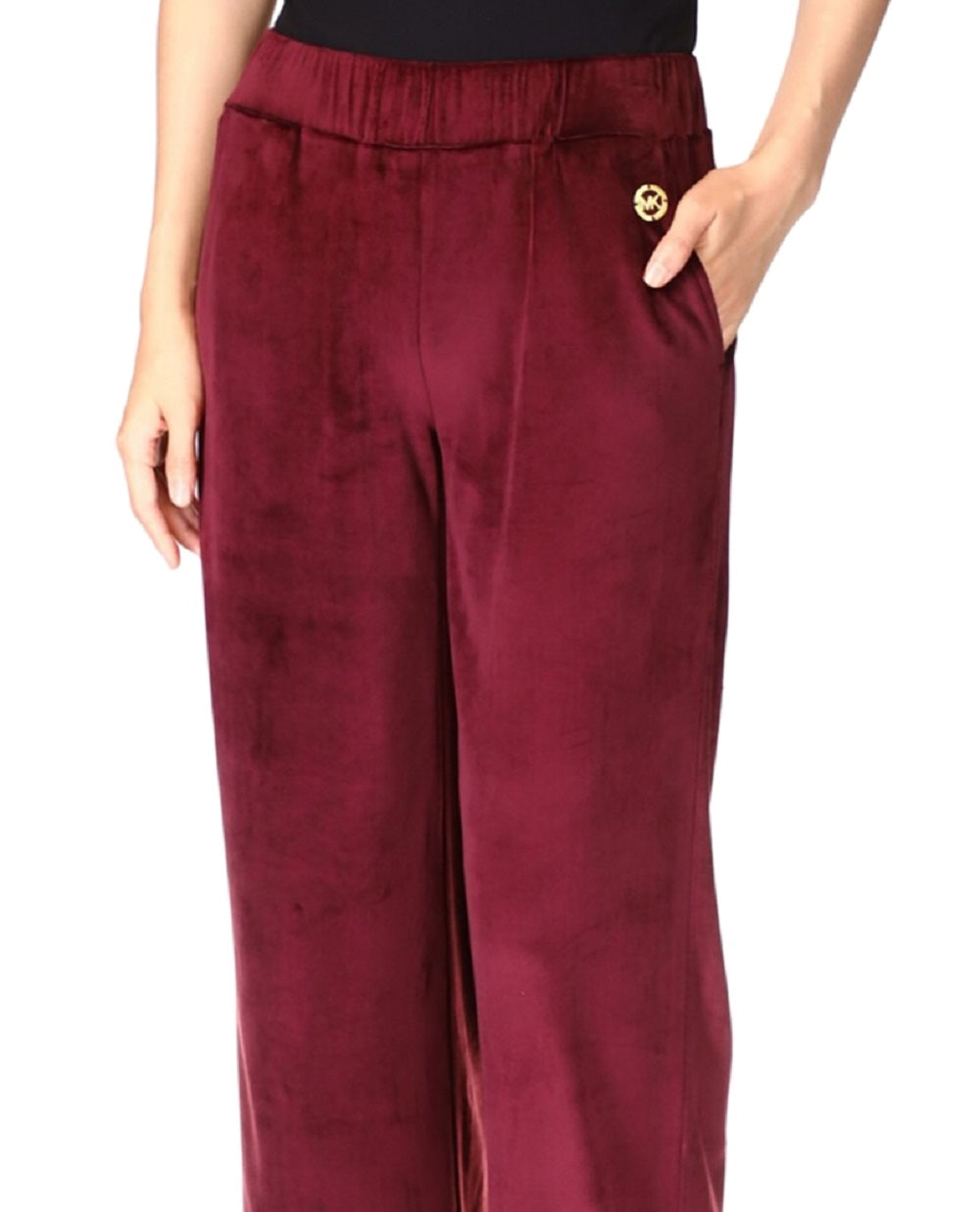Michael Kors Women's Velour Straight Leg Pants Red Size X-Large