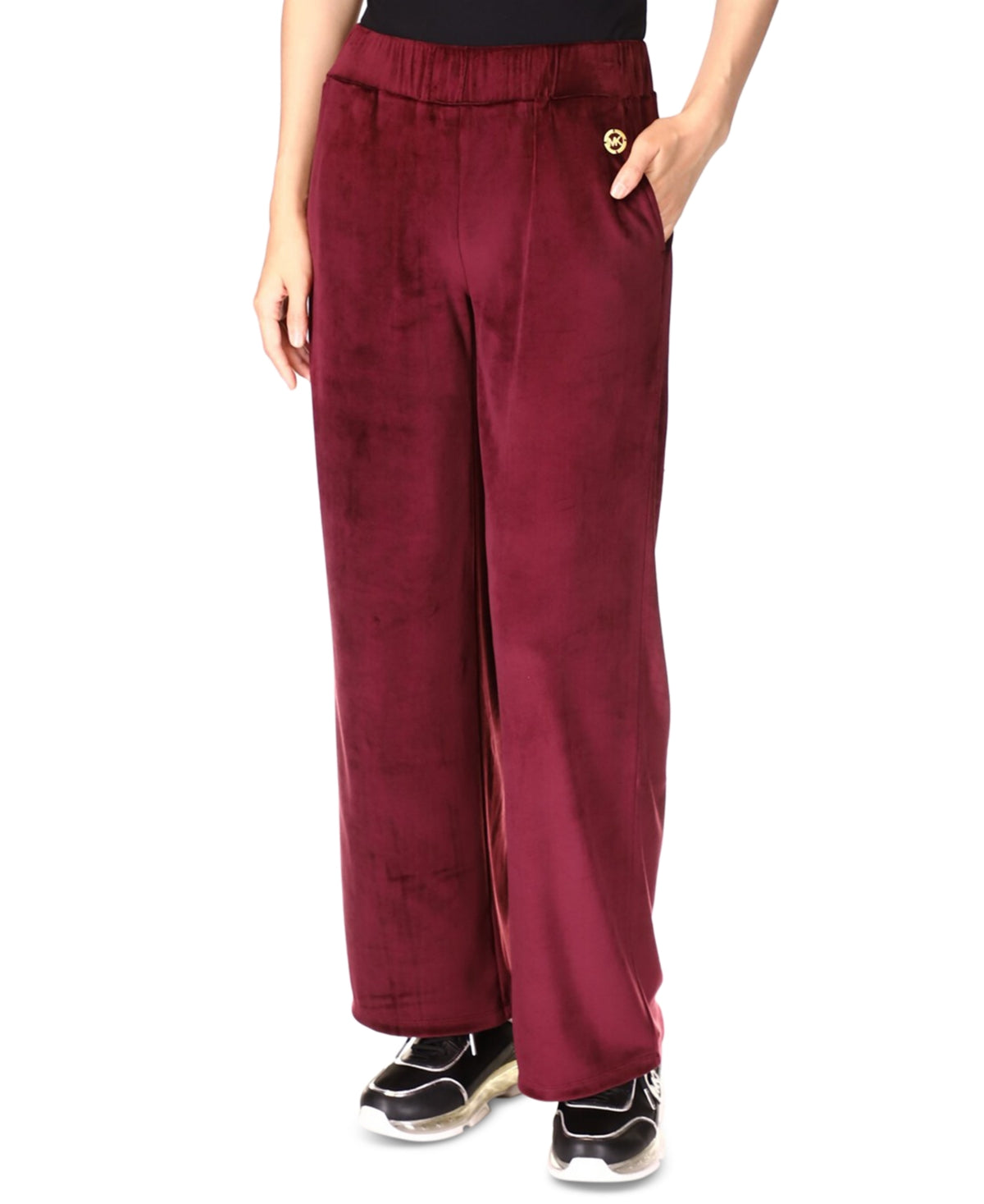 Michael Kors Women's Velour Straight Leg Pants Red Size X-Large
