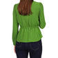 Michael Kors Women's Solid Long Sleeve Wrap Top Green Size Medium