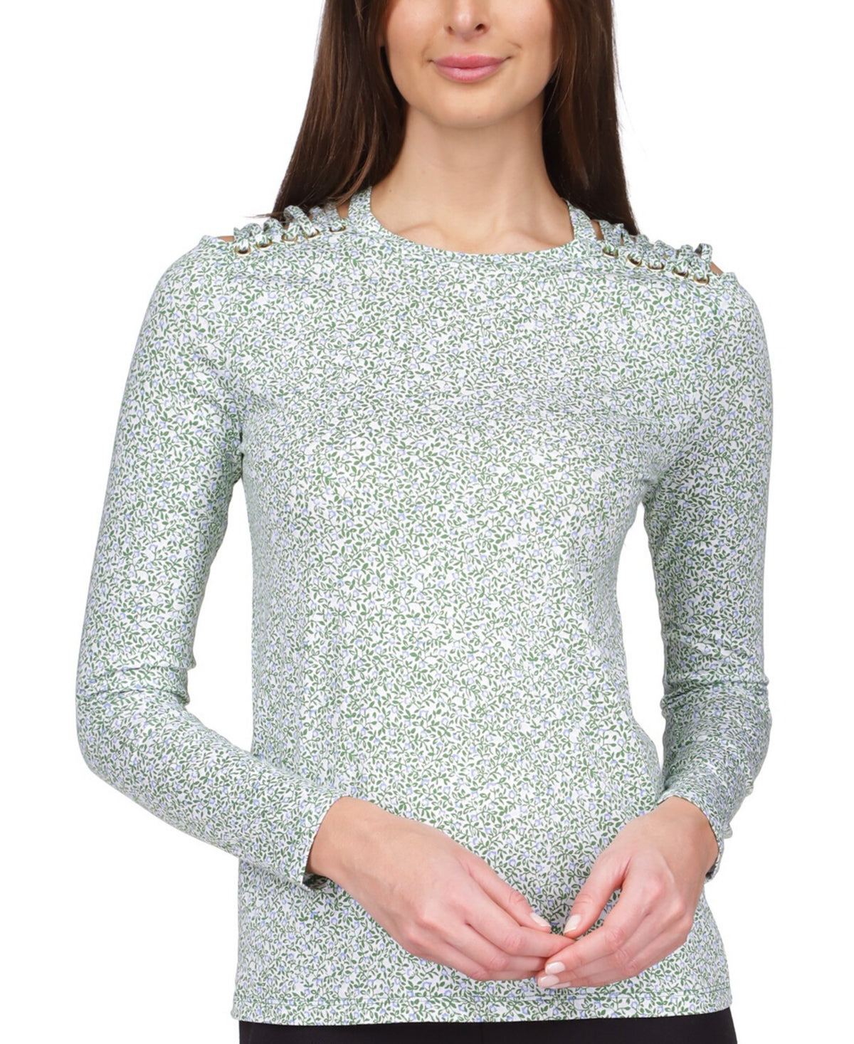 Michael Kors Women's Lace up Shoulder Top White Size Medium