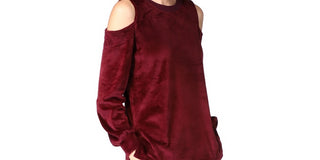 Michael Kors Women's Velour Cold Shoulder Sweatshirt Red Size X-Large