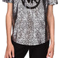 Michael Kors Women's Organic Cotton Metallic Logo Print T-Shirt Gray Size Large