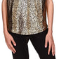 Michael Michael Kors Women's Organic Cotton Metallic Logo-Print T-Shirt Black/Gold Size XL