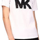 Michael Kors Women's Organic Cotton Sequined Logo T-Shirt White Size Small