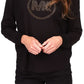 Michael Kors Women's Rhinestone Logo Waffle Knit Top Black Size Large