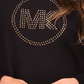 Michael Kors Women's Rhinestone Logo Waffle Knit Top Black Size Large