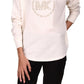 Michael Kors Women's Rhinestone Logo Waffle Knit Top White Size Large