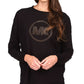 Michael Kors Women's Rhinestone Logo Waffle Knit Top Black Size Small