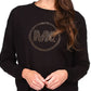 Michael Kors Women's Rhinestone Logo Waffle Knit Top Black Size Small