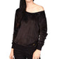 Michael Kors Women's Velour Off The Shoulder Top Black Size X-Small