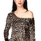 Michael Kors Women's Cheetah Off The Shoulder Top Black