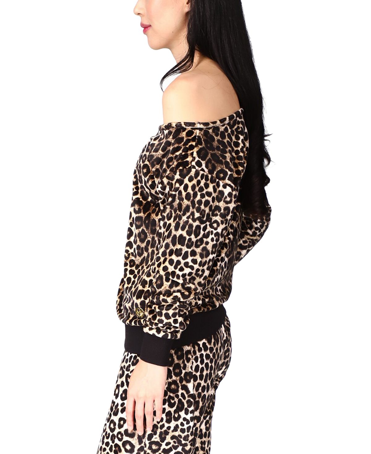 Michael Kors Women's Cheetah Off The Shoulder Top Black