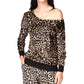 Michael Kors Women's Cheetah Off The Shoulder Top Black