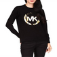 Michael Kors Women's Cotton Metallic Logo Top Black Size Small