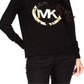 Michael Kors Women's Cotton Metallic Logo Top Black Size Small