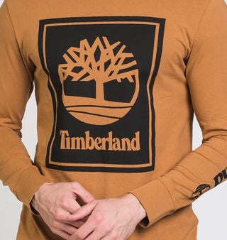 Timberland Men's Long Sleeve Stack Logo Tee Brown Size Small