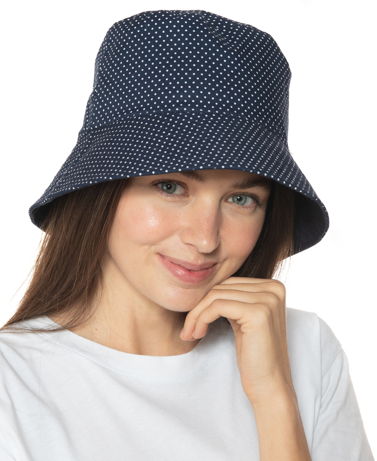 Jenni Women's Reversible Pin Dot Bucket Hat Blue Size Regular