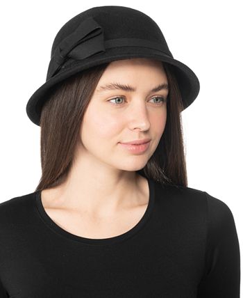 INC International Concepts Women's Cloche Hat With Bow Black Size Regular