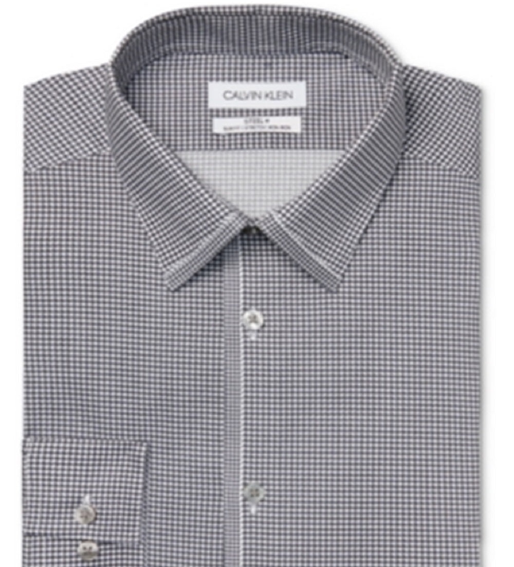 Calvin Klein Men's Slim Fit Stretch Gray Dress Shirt Gray Size 16.5X34X35