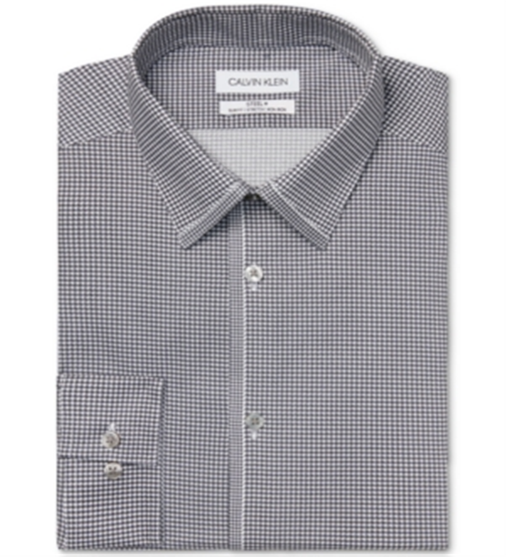 Calvin Klein Men's Slim Fit Stretch Gray Dress Shirt Gray Size 16.5X34X35