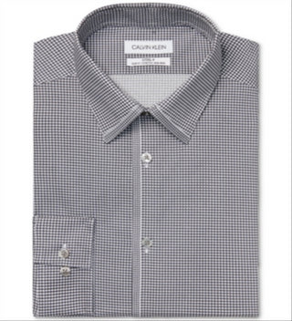 Calvin Klein Men's Slim Fit Stretch Gray Dress Shirt Gray Size 16.5X34X35
