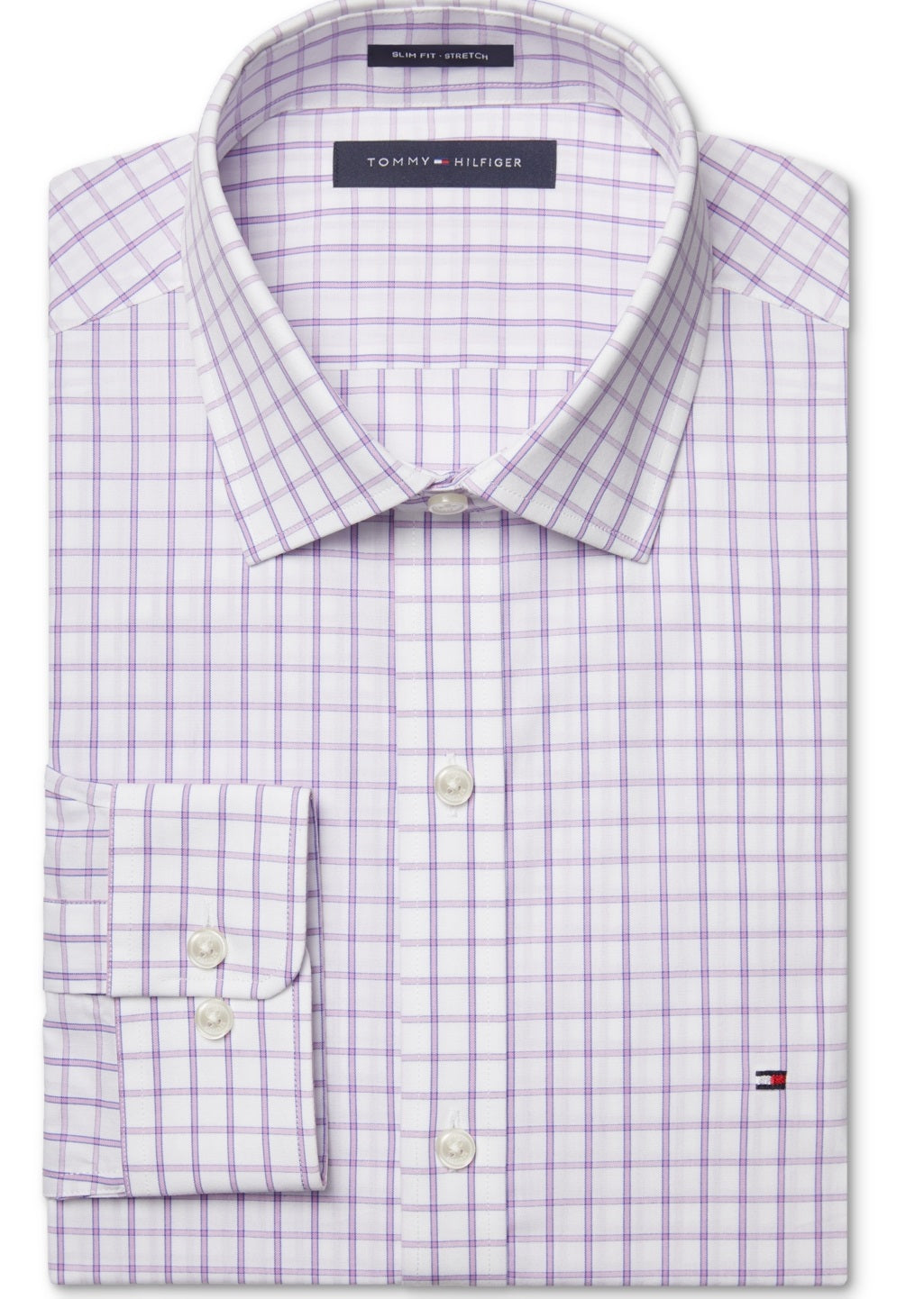 Tommy Hilfiger Men's Slim Fit Performance Stretch Dress Shirt Pink Size 15.5X32X33