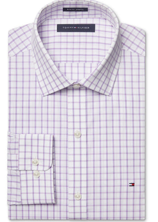 Tommy Hilfiger Men's Slim Fit Performance Stretch Dress Shirt Pink Size 15.5X32X33