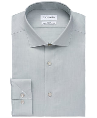 Calvin Klein Men's Steel Slim-Fit Non-Iron Stretch Performance Dress Shirt Green Size 17.5X32-33