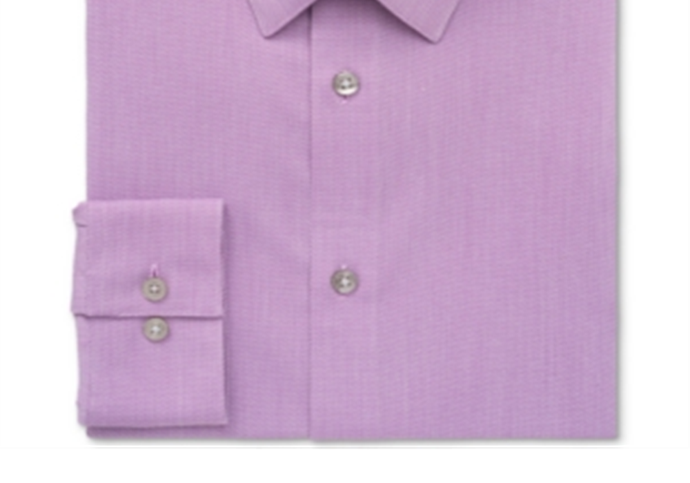 Calvin Klein Mens Slim-Fit Solid Dress Shirt Berry Red Size 17.5 36-37
