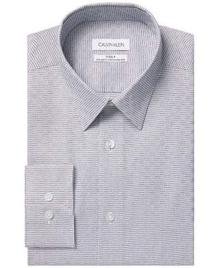 Calvin Klein Men's Steel Regular-Fit Non-Iron Performance Stretch Dress Shirt Blue Size 15X32-33
