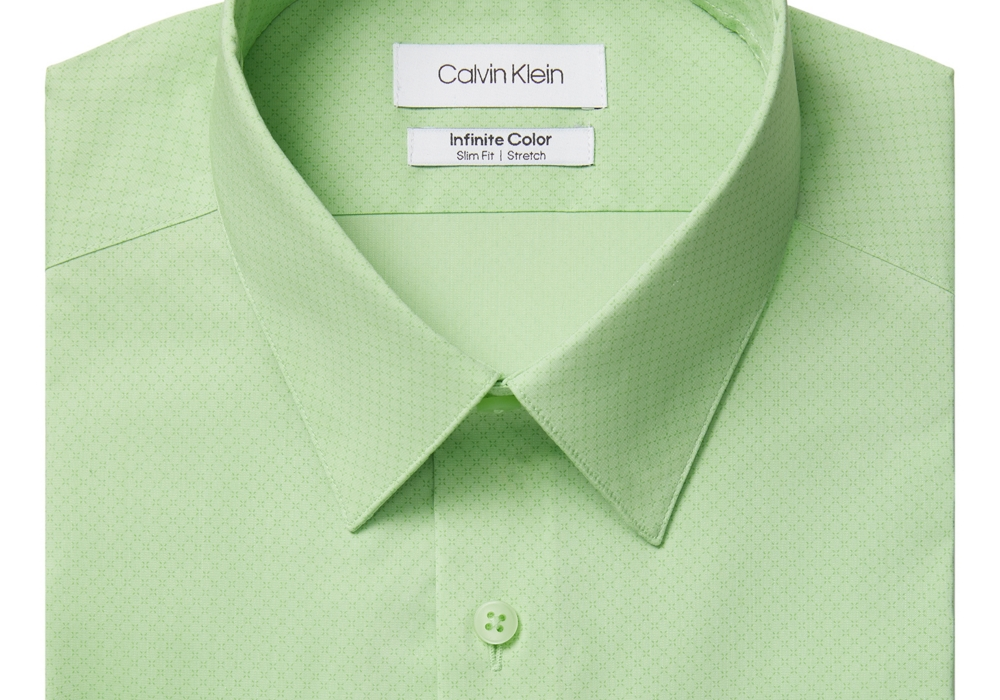 Calvin Klein Men's Infinite Color Slim-Fit Non-Iron Performance Dress Shirt Green Size 15-15 12 32-33
