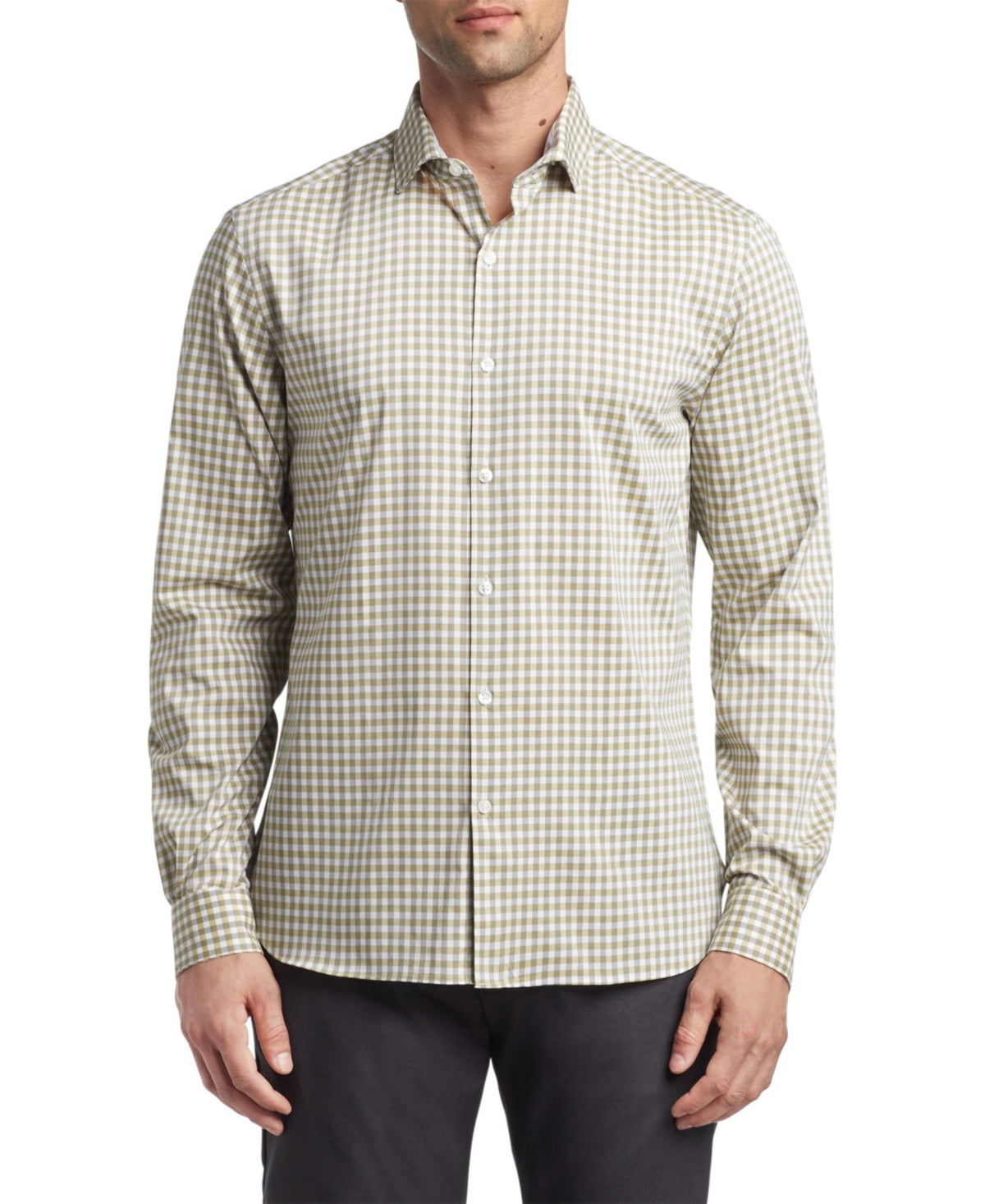 Van Heusen Men's Slim Fit Never Tuck Dress Shirt Brown Size 16X32X33