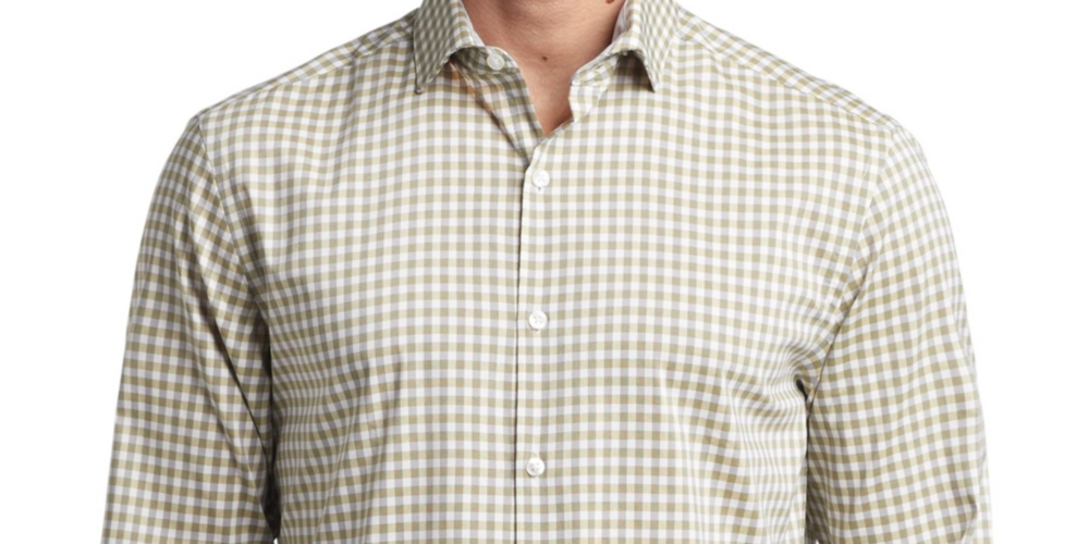 Van Heusen Men's Slim Fit Never Tuck Dress Shirt Brown Size 16X32X33