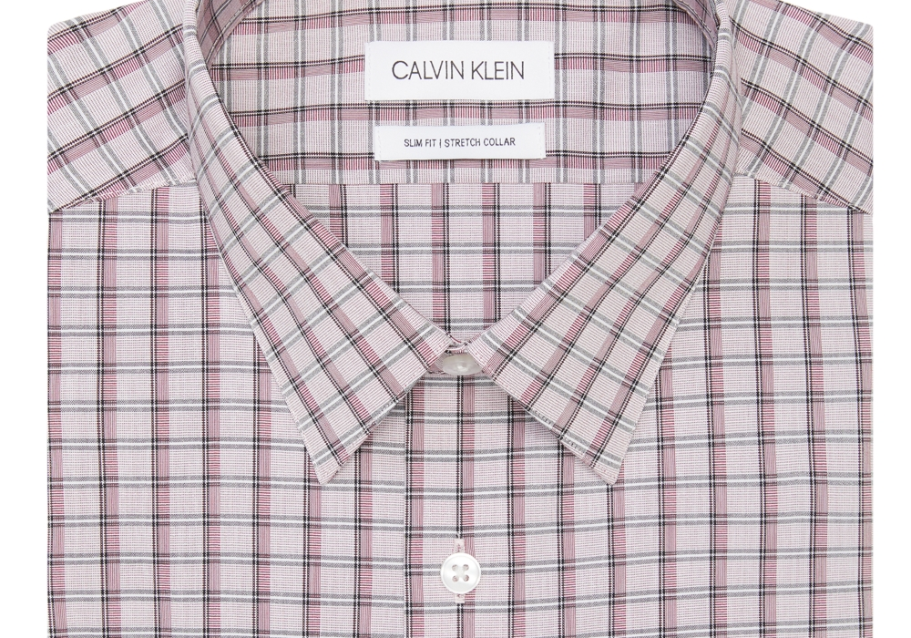 Calvin Klein Men's Logo Slim Fit Dress Shirt Online Exclusive Red Size 17.5X32-33