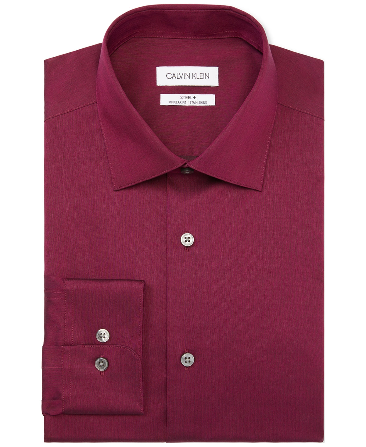 Calvin Klein Men's Steel Regular Fit Stain Shield Performance Dress Shirt Red Size 15X32-33
